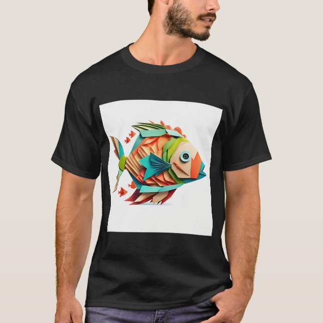 T-shirt Poisson origami coloré (Devant)