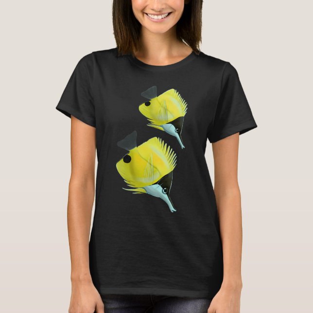 T-shirt Poisson-papillon à long bec jaune (Devant)