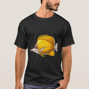 T-shirt Poisson-papillon à long nez jaune - Illustration a
