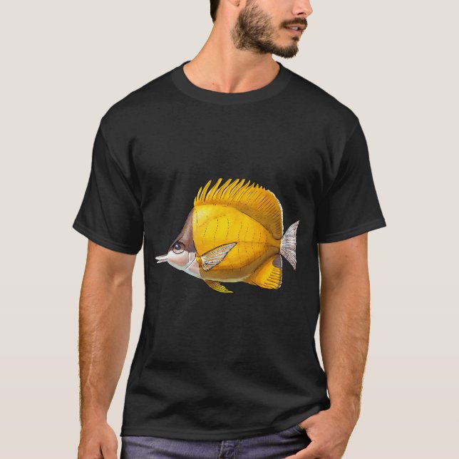 T-shirt Poisson-papillon à long nez jaune - Illustration a (Devant)