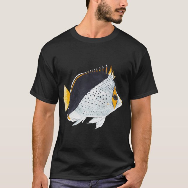 T-shirt POisson-Papillon D'Hawaï de Tinker-Chaetodon tinke (Devant)