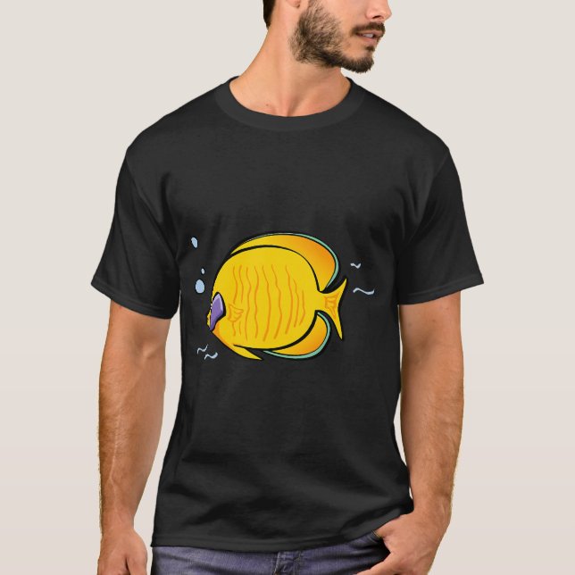 T-shirt Poisson papillon jaune tropical (Devant)