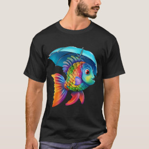 T-shirt poisson parapluie coloré, poisson parapluie arc-en
