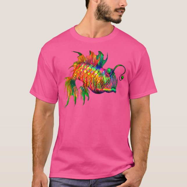 T-shirt Poisson-pêcheur Arc-en-ciel Psychedelique  Poisson (Devant)