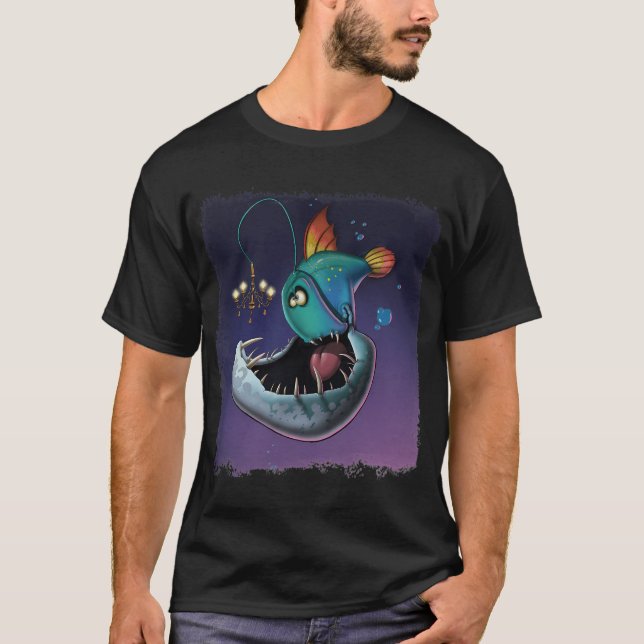 T-shirt Poisson-pêcheur de dessin animé (Devant)