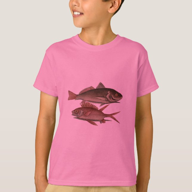 T-shirt Poisson Perche rouge Art pêcheur (Devant)