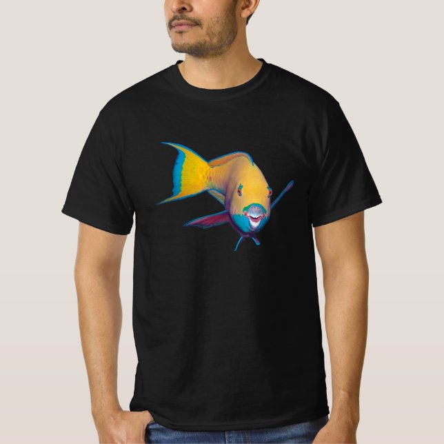 T-shirt Poisson perroquet - Conception abstraite - Découpé (Devant)