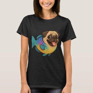 T-shirt Poisson perroquet drôle avec une tête de pug