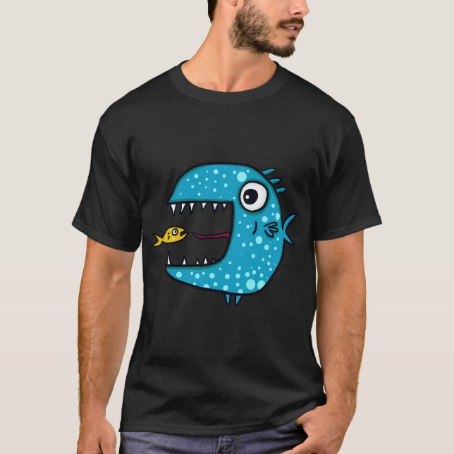 T-shirt poisson prédateur bleu (Devant)