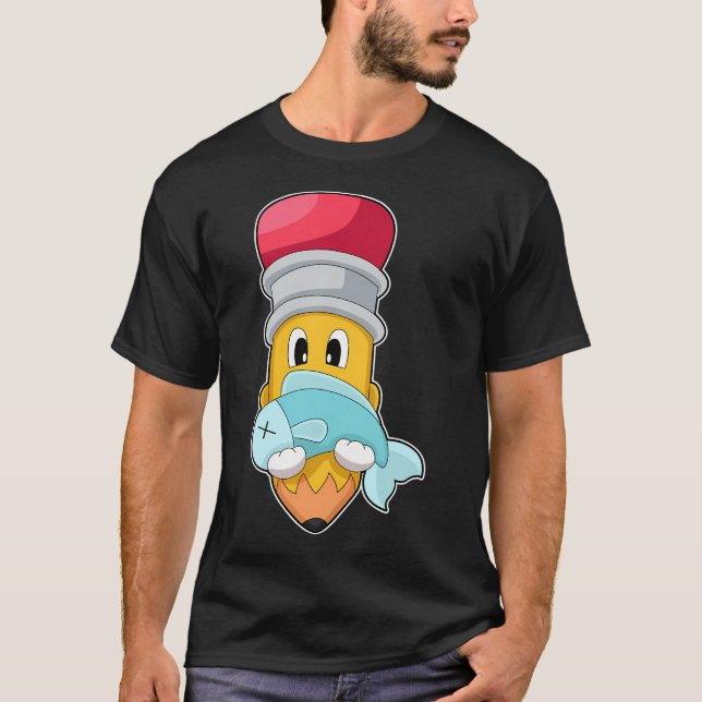 T-shirt Poisson rayé framboise aquarelle (Devant)