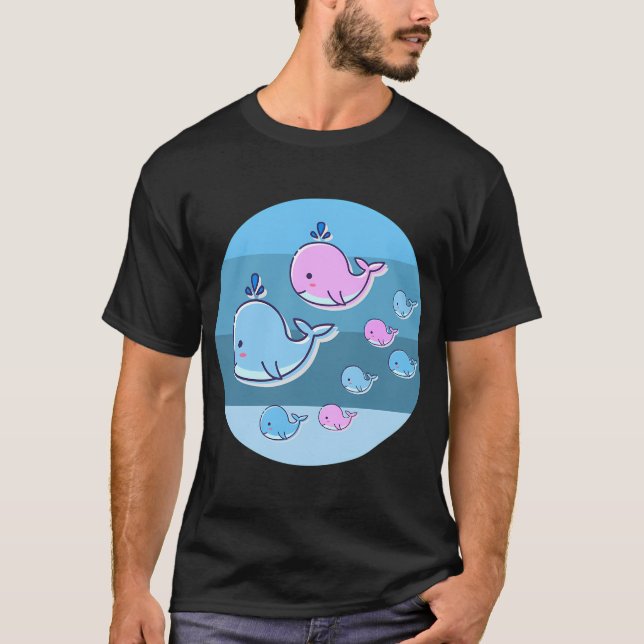 T-shirt poisson rose bleu (Devant)