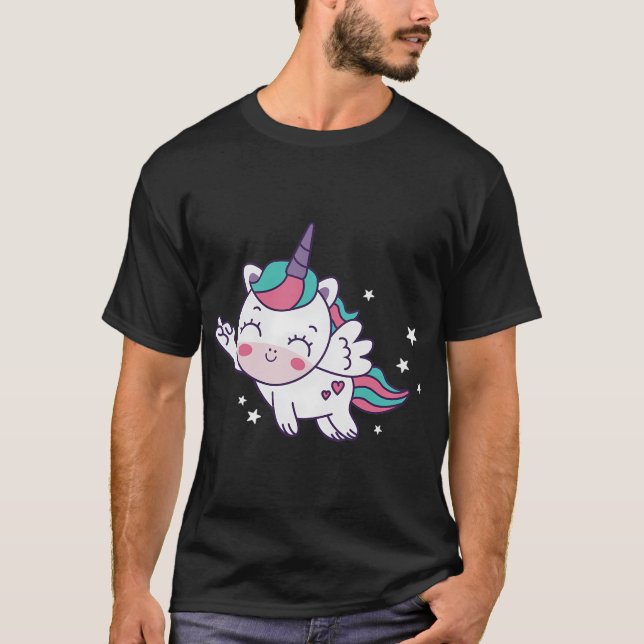 T-shirt Poisson rouge avec bâton à selfie. (Devant)