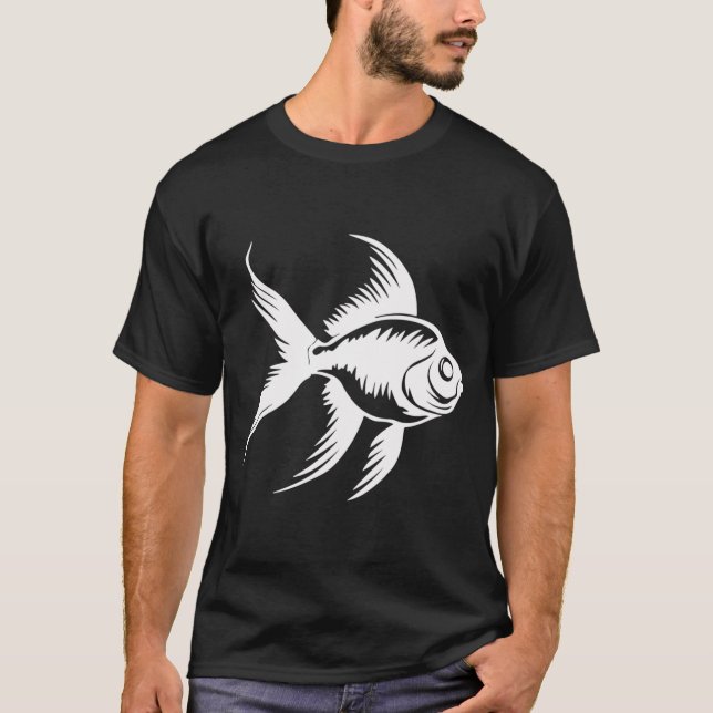 T-shirt Poisson rouge (blanc) (Devant)