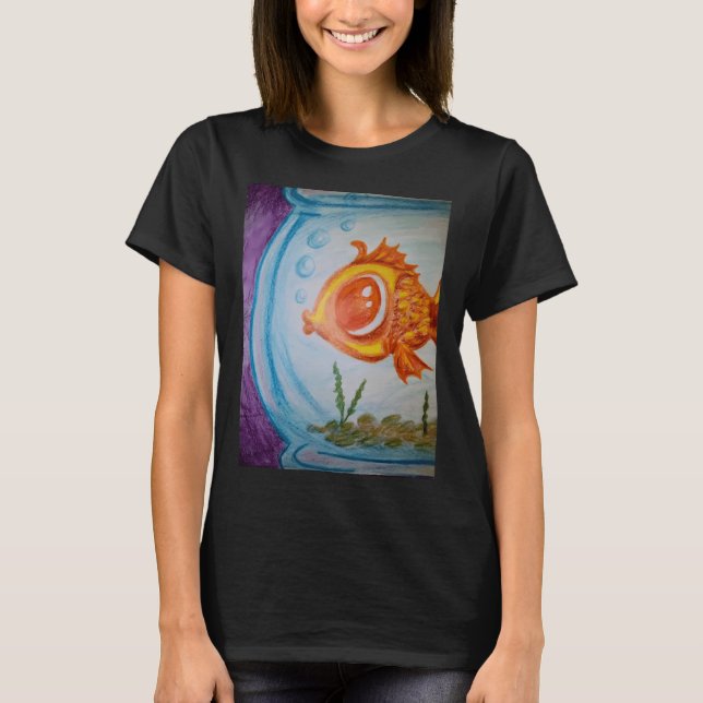 T-shirt Poisson Rouge Dans Un Bocal (Devant)