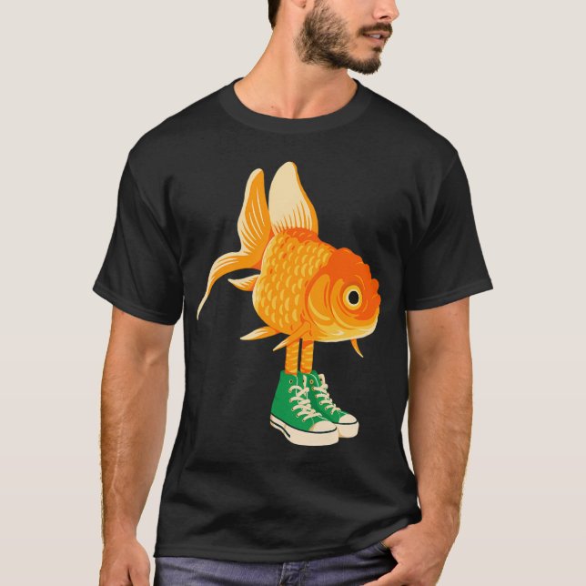 T-shirt Poisson rouge en baskets (Devant)