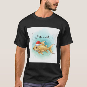 T-shirt Poisson rouge en chapeau de Père Noël
