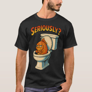 T-shirt Poisson rouge grincheux les bras croisés – Drôle V