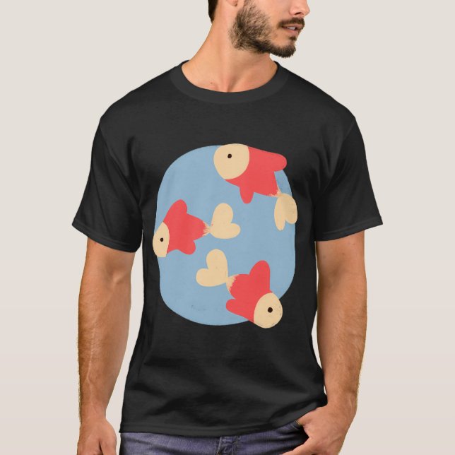 T-shirt Poisson rouge natant minimaliste (Devant)