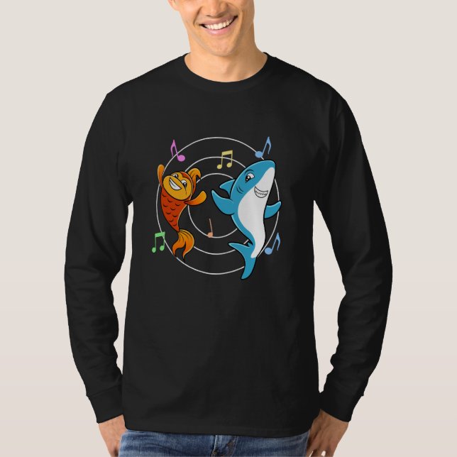 T-shirt Poisson rouge Requin Danse Animaux marins mignons (Devant)