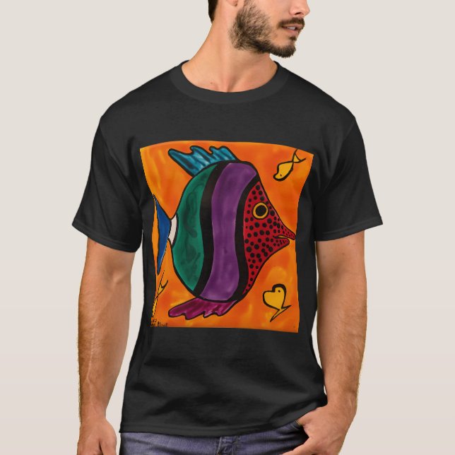 T-shirt Poisson Rouge Vert Violet & Bleu (Devant)