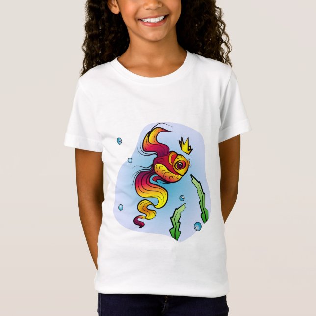 T-Shirt Poisson royal à couronne d'or (Devant)