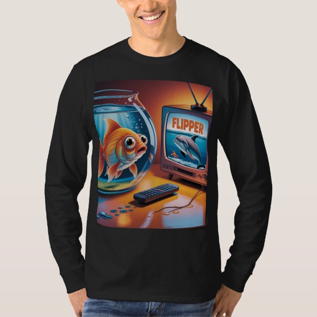 T-shirt poisson S'AMUSANT à regarder FLIPPER  (Devant)