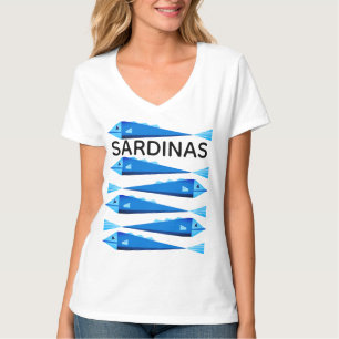 T-shirt Poisson sardine bleu "bleu et blanc"