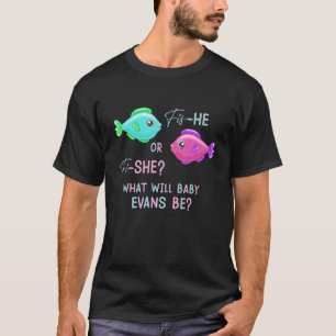 T-shirt Poisson Sexe Révéler Joli Poisson Rose Et Bleu Rév