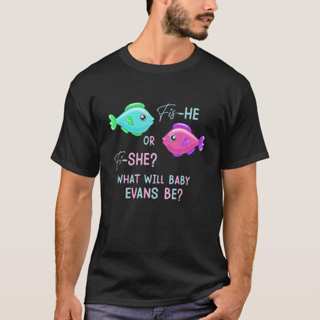 T-shirt Poisson Sexe Révéler Joli Poisson Rose Et Bleu Rév (Devant)