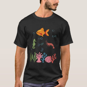 T-shirt Poisson Sous l'eau Enfants Hippocampe Crevette