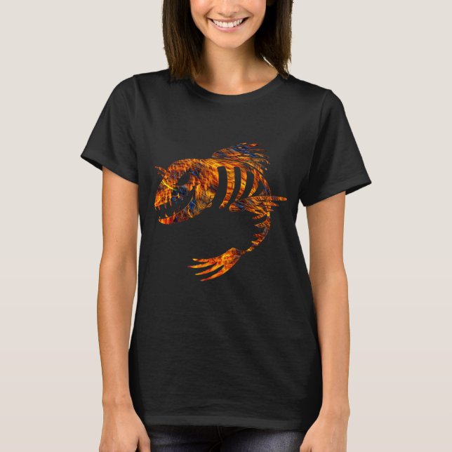 T-shirt Poisson squelette en feu (Devant)