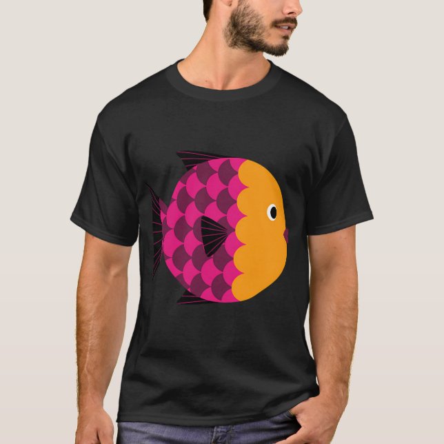 T-shirt Poisson stylisé abstrait (Devant)