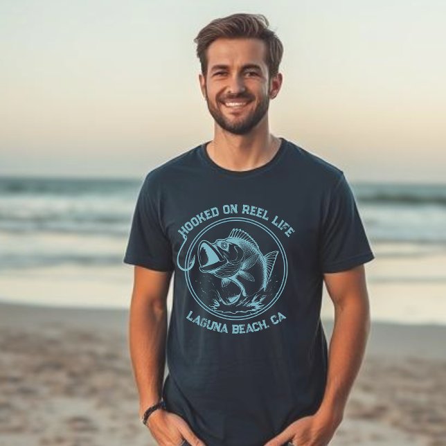 T-shirt Poisson sur la vie de bobine (Fish Hooked on Reel Life, Location)