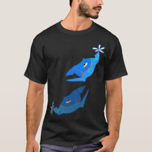 T-shirt poisson symétrique bleu
