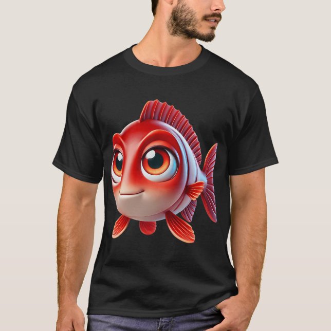 T-shirt Poisson Tambour Rouge Adorable (Devant)