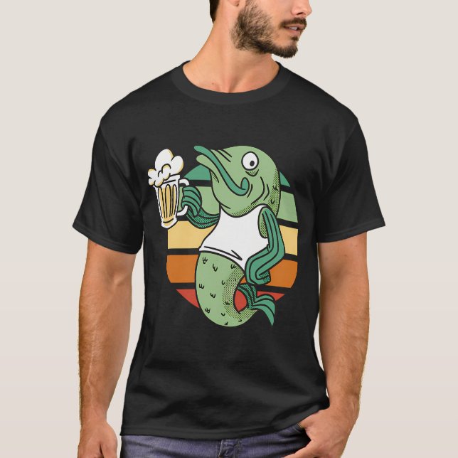 T-shirt Poisson tenant une bière (Devant)