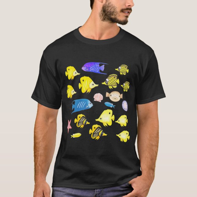 T-shirt Poisson tropical coloré aquarelle (Devant)