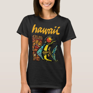 T-shirt Poisson Tropical Hawaïen Jaune Voyage Rétro