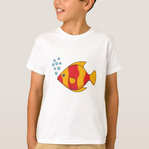 T-shirt Poisson Tropical Orange Rouge 