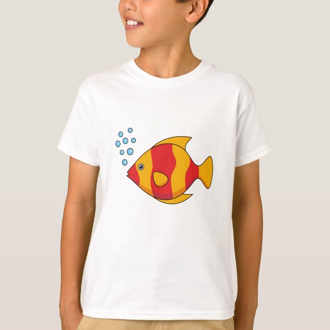 T-shirt Poisson Tropical Orange Rouge  (Devant)
