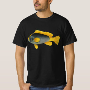 T-shirt Poisson vintage bleu et jaune, Vie marine