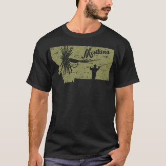 T-shirt Poisson vintage Montana State Map MT Pêche à la mo