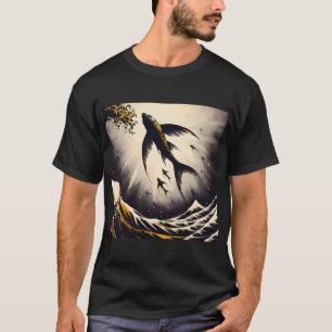 T-shirt Poisson Volant Au Fusain, Art Généré Par L'Ia