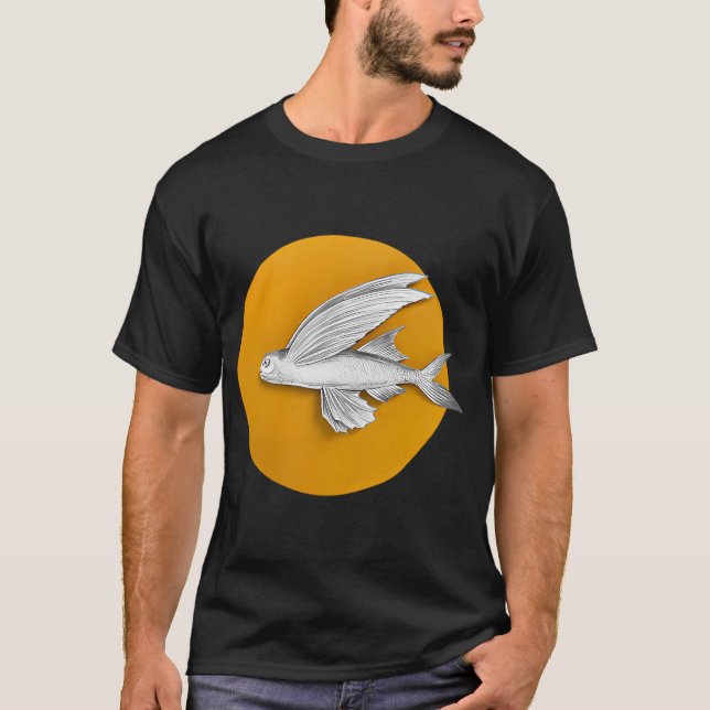 T-shirt Poisson volant contre la lune (Devant)
