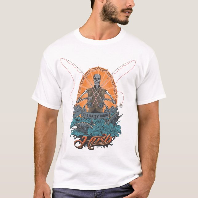 T-shirt poissons de mouche de crâne de silence (Devant)