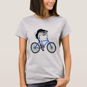 T-shirt Poissons féministes montant une bicyclette (sans