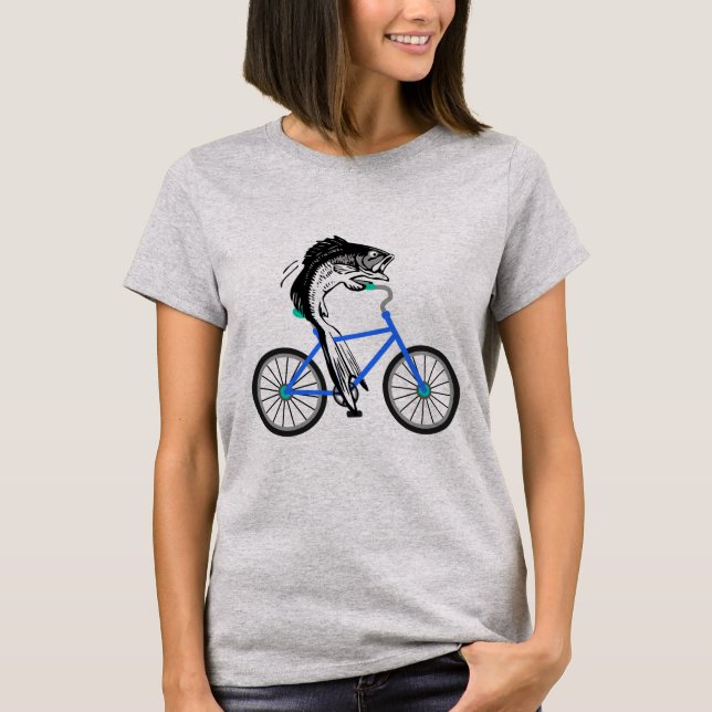 T-shirt Poissons féministes montant une bicyclette (sans (Devant)