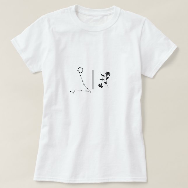 T-shirt Poissons fleur de naissance lis zodiac signe ciel  (Design devant)