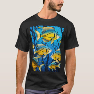 T-shirt Poissons jaunes dans une forêt de corail sombre