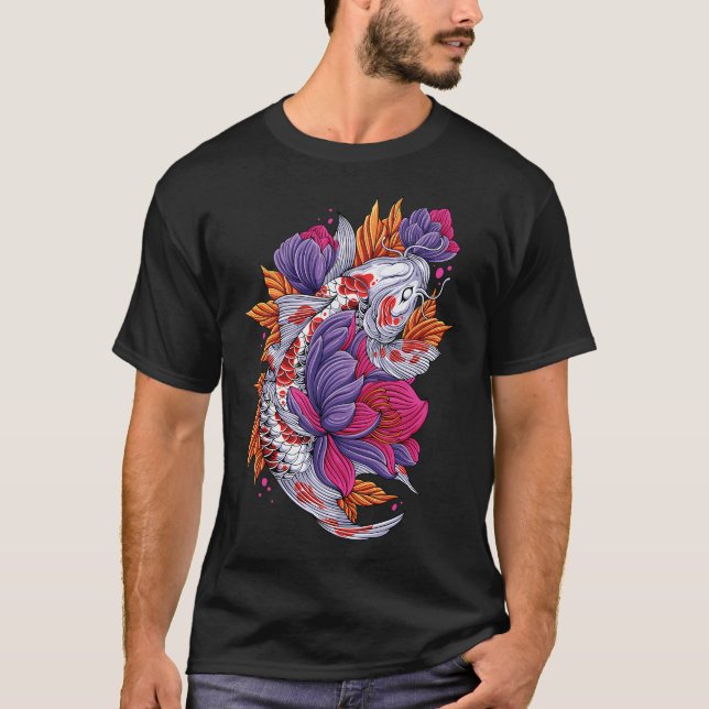 T-shirt poissons Koi colorés (Devant)